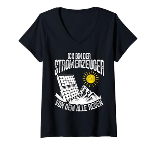 Damen Photovoltaikanlage PV Anlagen Ökostrom Solar Panel T-Shirt mit V-Ausschnitt Damen Photovoltaikanlage PV Anlagen Ökostrom Solar Panel T-Shirt mit V-Ausschnitt von Mini Photovoltaik Zubehör & Strom Kleidung