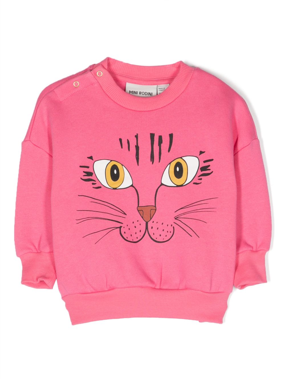 Mini Rodini Sweatshirt mit Katzengesicht - Rosa von Mini Rodini