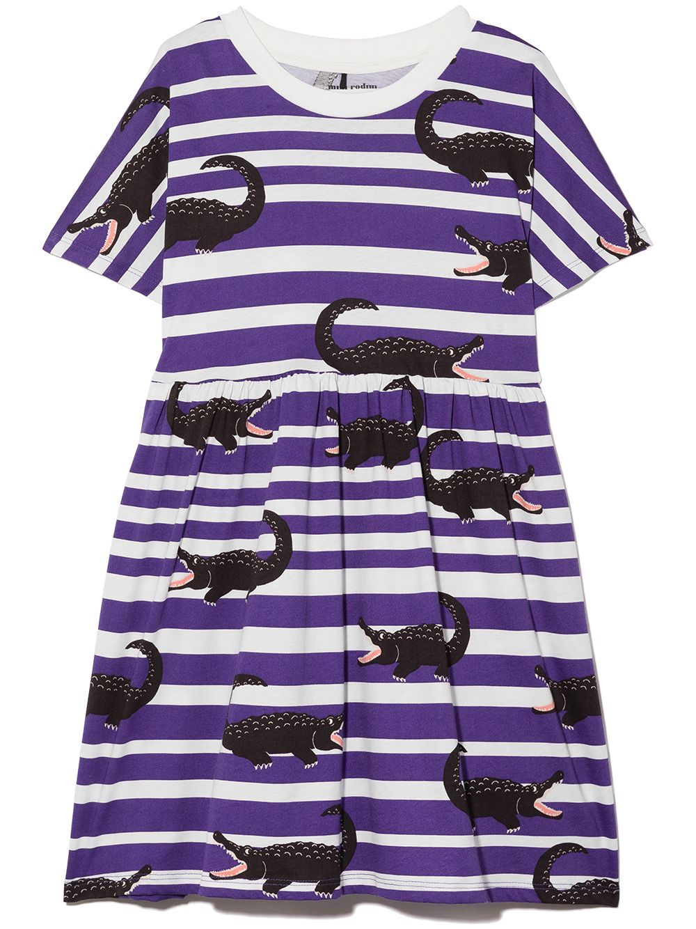 Mini Rodini Gestreiftes Skaterkleid mit Krokodil-Print - Violett von Mini Rodini