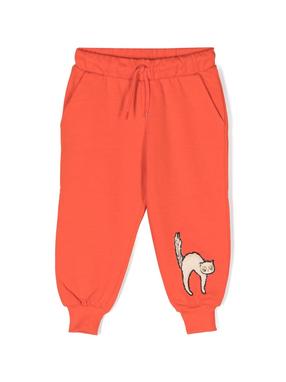 Mini Rodini Jogginghose mit Angry Cat-Stickerei - Rot von Mini Rodini