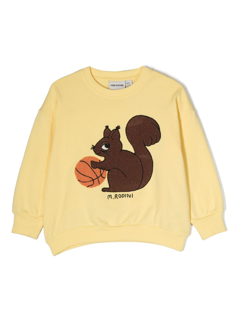 Mini Rodini Sweatshirt aus Bio-Baumwolle mit Eichhörnchen-Motiv - Gelb von Mini Rodini