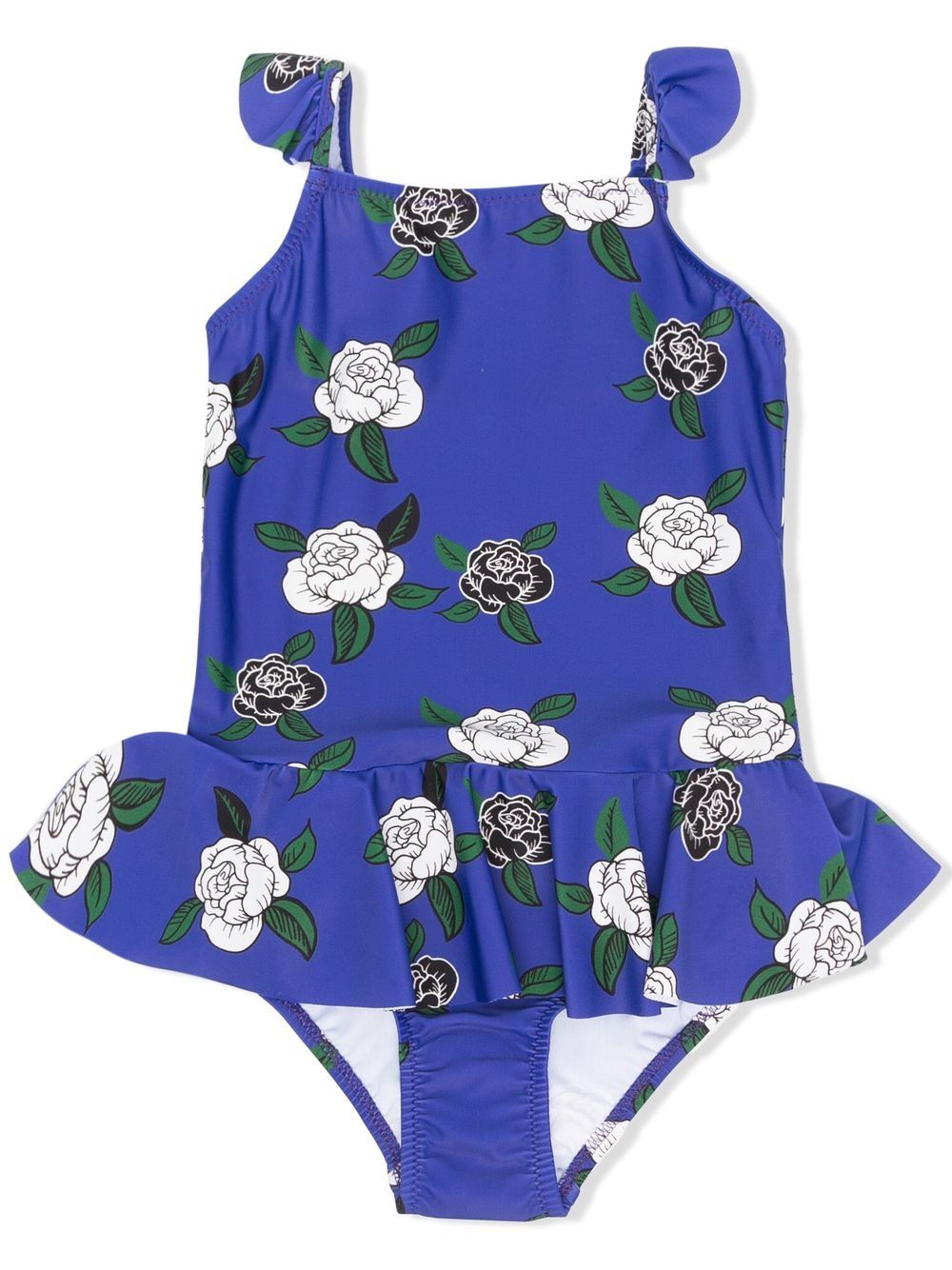 Mini Rodini Badeanzug mit Rosen-Print - Blau von Mini Rodini