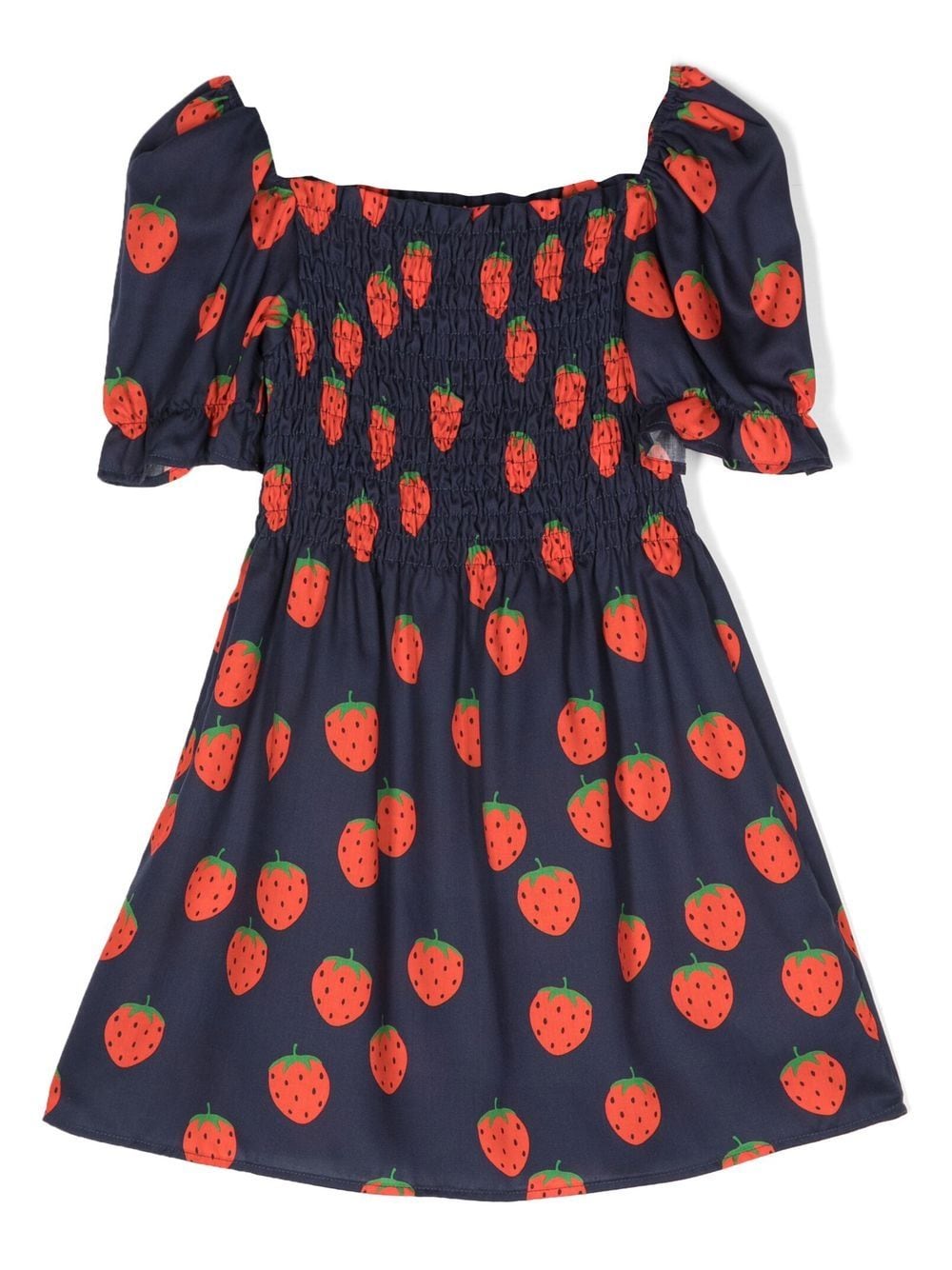 Mini Rodini Kleid mit Erdbeeren-Print - Blau von Mini Rodini