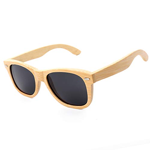 Mini Tree Bambus Sonnenbrille Herren Polarisierte Handgefertigte Cat.3 Floating Retro Sun Brille für Damen UV400 Schutz (Bambus, Grau) von Mini Tree