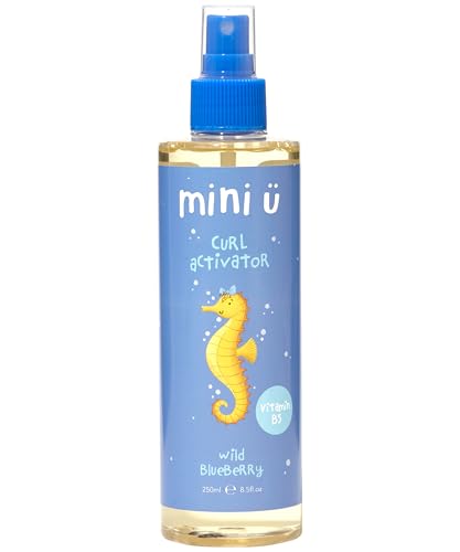 Mini U Wild Blueberry Curl Aktivator für lockiges Haar - Blaubeerduftendes Kinder-Haarspray mit Aloe Vera für Frizz Control & Fluffy Flyaways - 250 ml von Mini-U