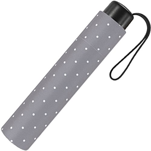 Super Mini Damen Taschenschirm Flash Manual - Dots (grau) von happy rain