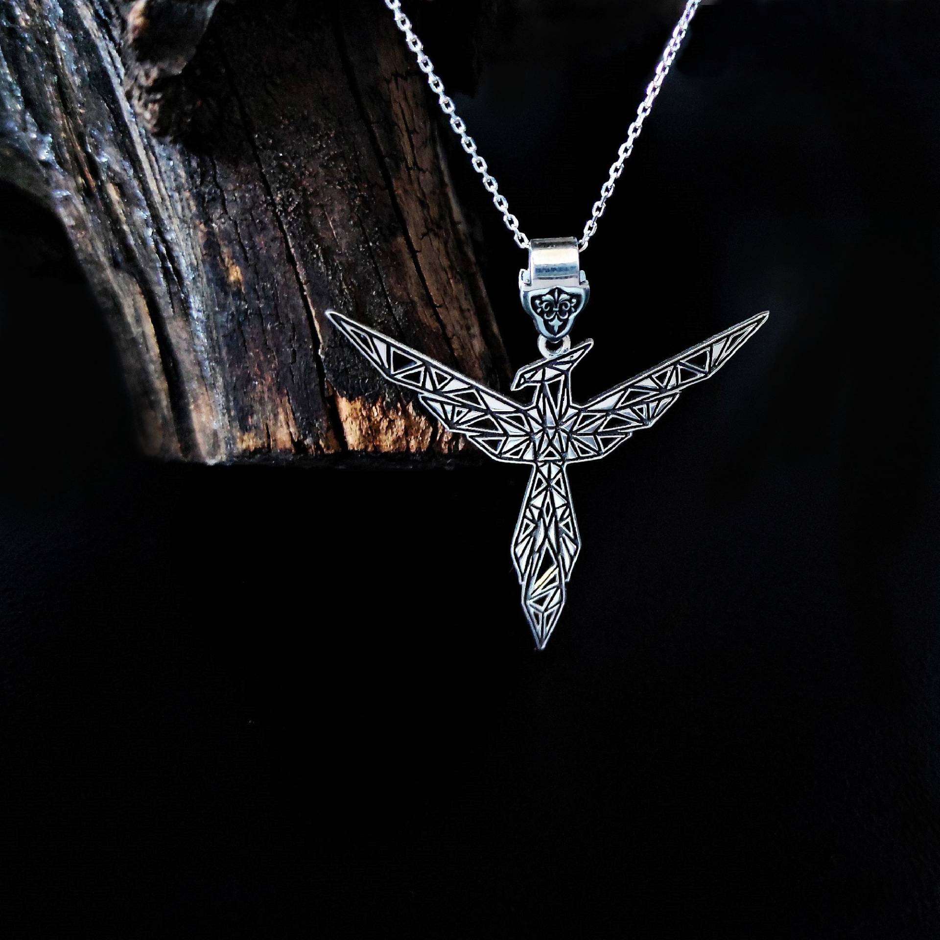 Silber 925 Phoenix Halskette, Minimalist Anhänger, Frau Herren Unisex Mythologie Anhänger von MiniCitySilver