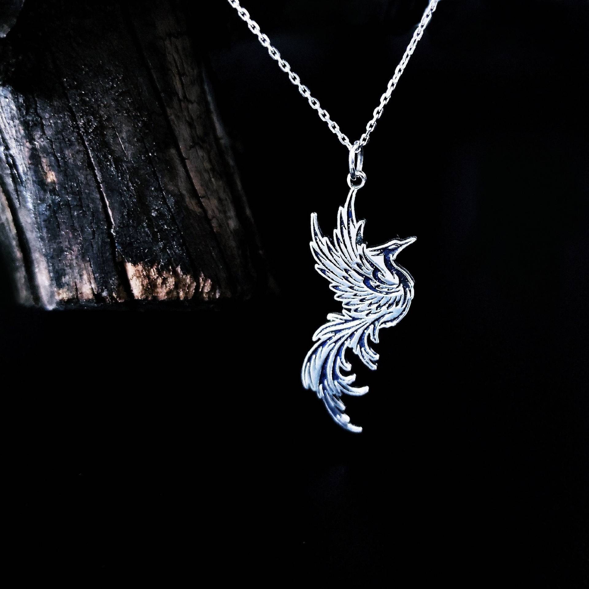 Silber 925 Phoenix Halskette, Minimalist Anhänger, Frau Herren Unisex Mythologie Anhänger von MiniCitySilver