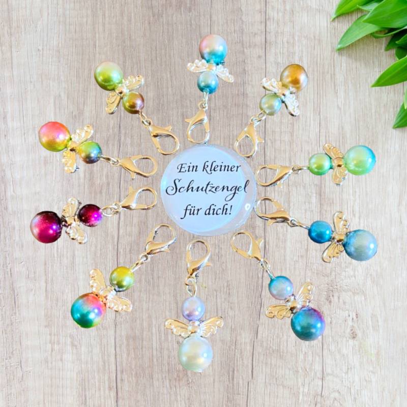 10 Perlenengel Gastgeschenk Charm Schutzengel Engel Freundin Geschenk Regenbogenfarben von MiniGeschenk