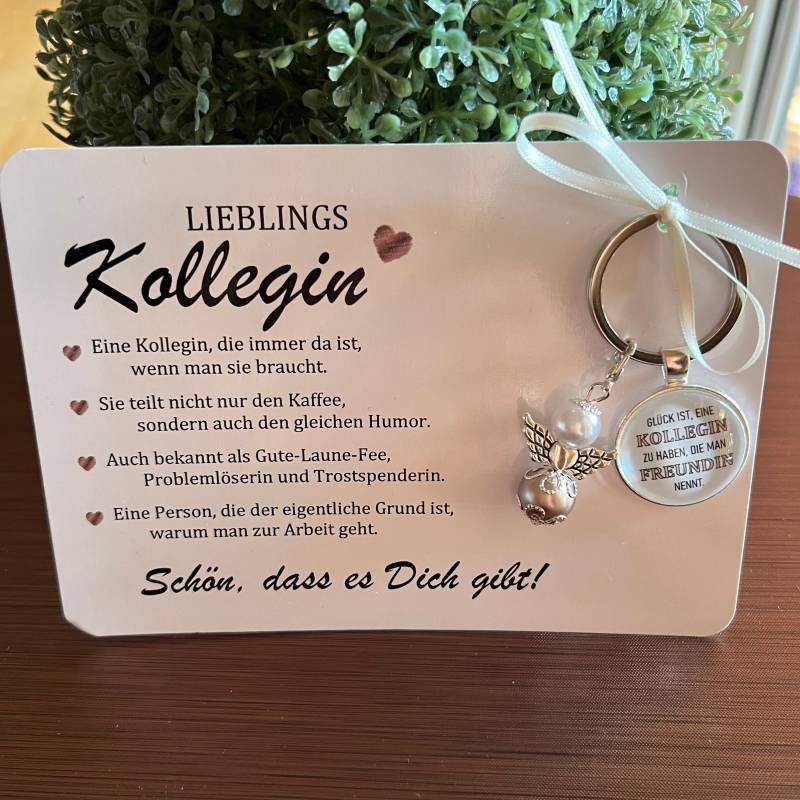 Lieblings Kollegin Freundin Geschenk Karte Geschenkset Schlüsselanhänger Schutzengel Herz Anker Perlenengel von MiniGeschenk