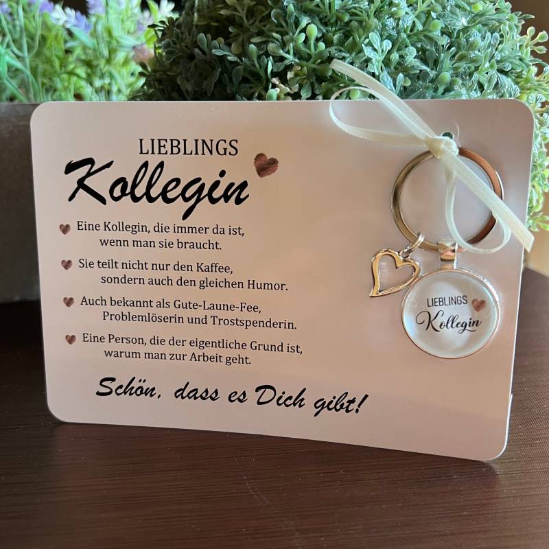 Lieblings Kollegin Geschenk Geburtstag Karte Geschenkset Schlüsselanhänger Schutzengel Herz Anker Perlenengel von MiniGeschenk