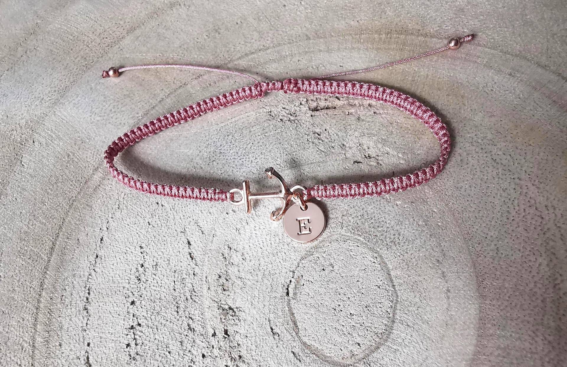 Makramee Armband 0, 5 Mm Mit Anker | 925/Vergoldet - Personalisiert Verstellbar Initial/Symbol Makramee Armband 0, 5 Mm Mit Anker | 925/Vergoldet - Personalisiert Verstellbar Initial/Symbol von MiniManufacture