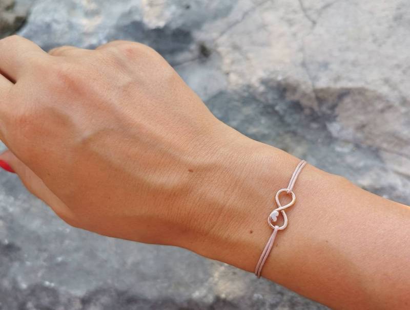 Silber Armband Mit Infinity Zeichen, Unendlich Schleife Herz, Armkette, 925 Sterling Silber, Rosègold, Partnerarmband Silber Armband Mit Infinity Zeichen, Unendlich Schleife Herz, Armkette, 925 Sterling Silber, Rosègold, Partnerarmband von MiniManufacture