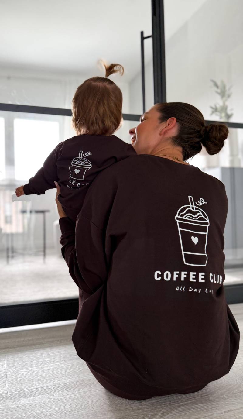 Mini Milk Lovers - Coffee Club Sweater, Sweatshirt, Pullover, Mommy & Daddy, Neu, Gr Xs Xl, Familylook, Partnerlook, Braun, Dunkelbraun von MiniMilkLovers