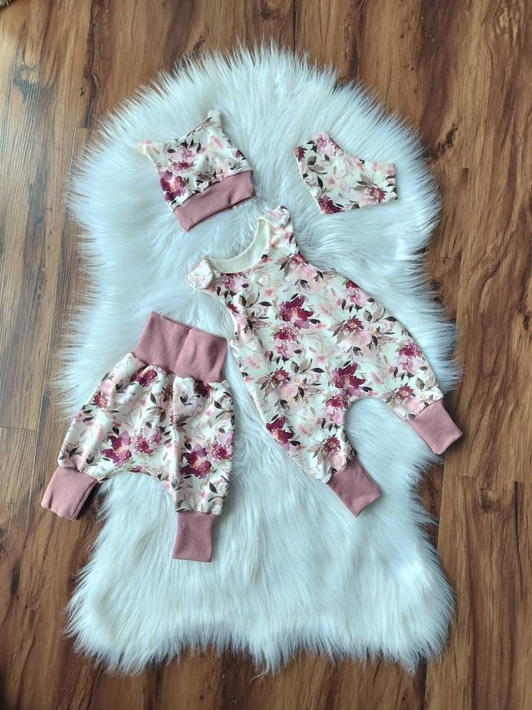 Frühchenset Strampler Babyset Mit Blumen Aquarell von MiniNaehwelt