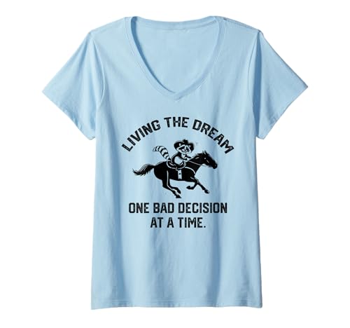 Damen Den Traum eine schlechte Entscheidung zu einem Zeitpferd T-Shirt mit V-Ausschnitt Damen Den Traum eine schlechte Entscheidung zu einem Zeitpferd T-Shirt mit V-Ausschnitt von Miniatur -Pferdleben