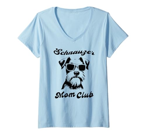 Damen Schnauzer Mom Club T-Shirt mit V-Ausschnitt Damen Schnauzer Mom Club T-Shirt mit V-Ausschnitt von Miniatur -Schnauzer Mom Tee