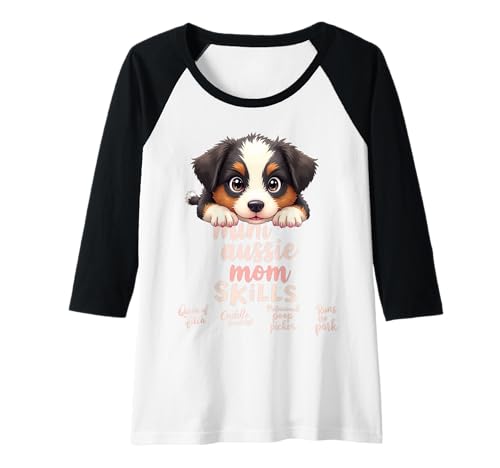 Damen Lustiges Mini-Zitat "Aussie Mom Dog" American Shepherd Mama Humor Raglan Damen Lustiges Mini-Zitat "Aussie Mom Dog" American Shepherd Mama Humor Raglan von Miniature American Shepherd Fun Designs