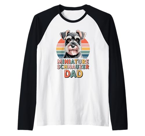 Herren Retro Miniature Schnauzer Dad Raglan von Miniature Schnauzer Dog Lover Gifts
