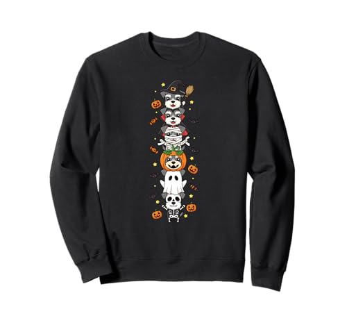 Miniatur Schnauzer Hexe Vampir Geist Halloween Kinder Herren Sweatshirt von Miniature Schnauzer Lover Halloween Skeleton Mummy