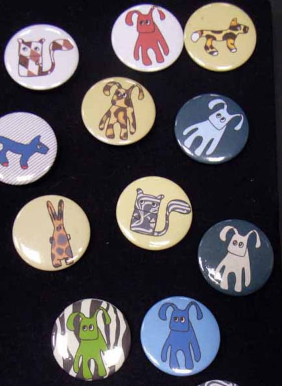 10x Kalle Fux Buttons Button Anstecker Kinder Kind Tiere Tier Hund Katze Hase von Miniblings