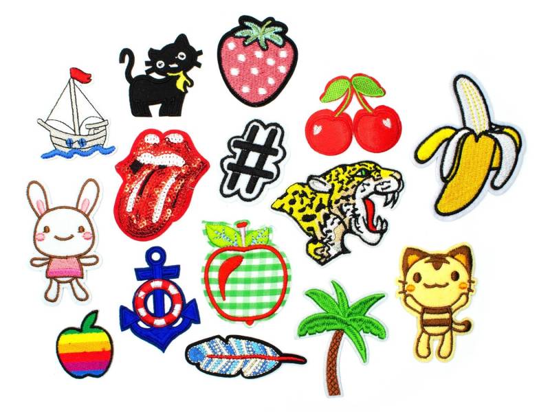 15x Set Bügelbild Aufnäher Aufbügler Miniblings Zunge Obst Hashtag Hase Katze 15x Set Bügelbild Aufnäher Aufbügler Miniblings Zunge Obst Hashtag Hase Katze von Miniblings