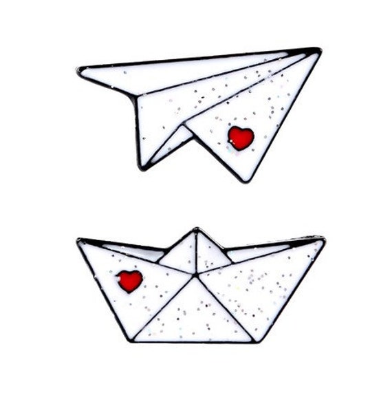 2Er Set Papierschiff Papierflieger Brosche Segelboot Pin Flieger Boot Origami 2Er Set Papierschiff Papierflieger Brosche Segelboot Pin Flieger Boot Origami von Miniblings
