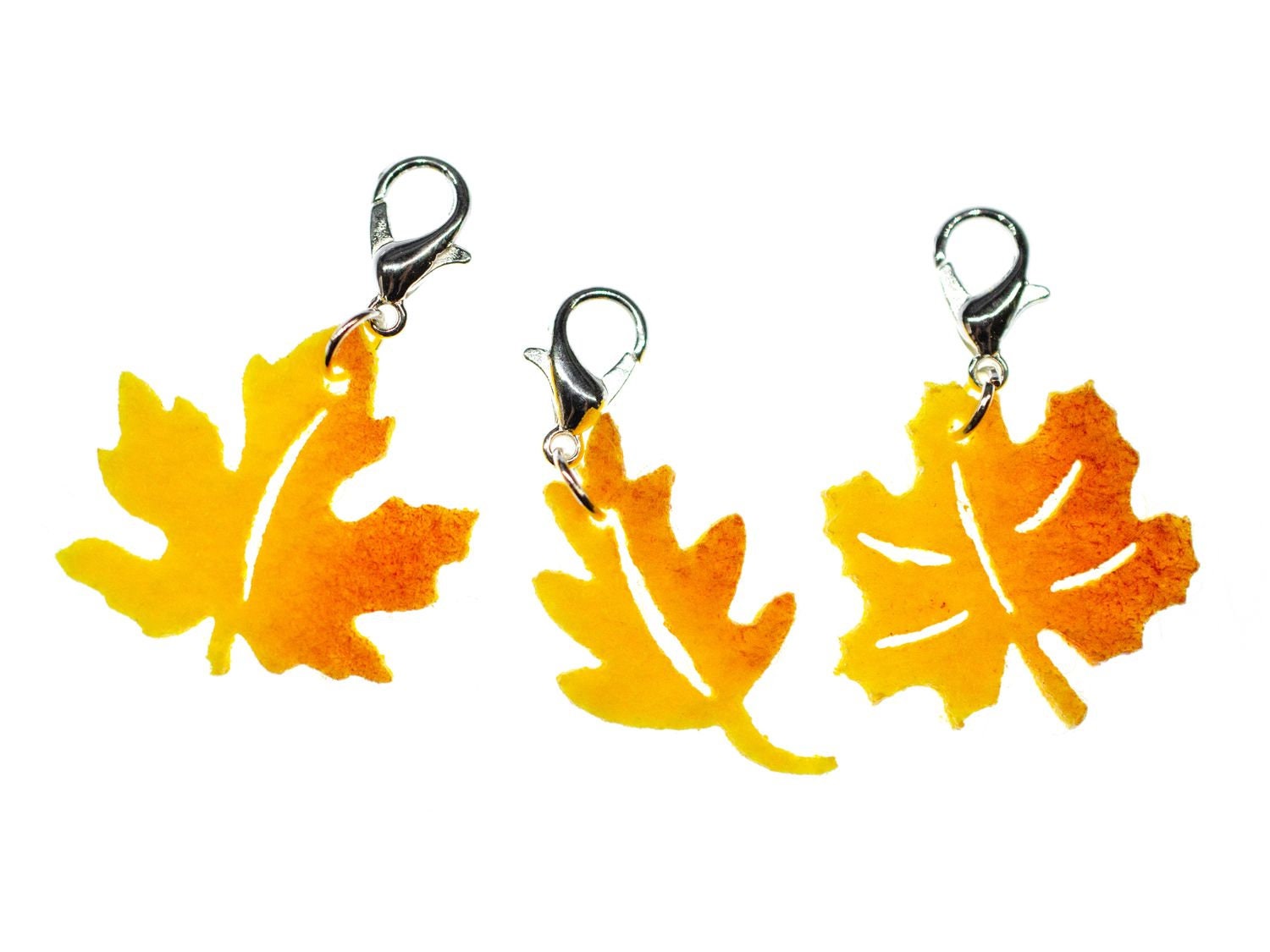 3x Blatt Charm Anhänger Bettelarmband Miniblings Herbst Ahorn Filz Baum Orange von Miniblings