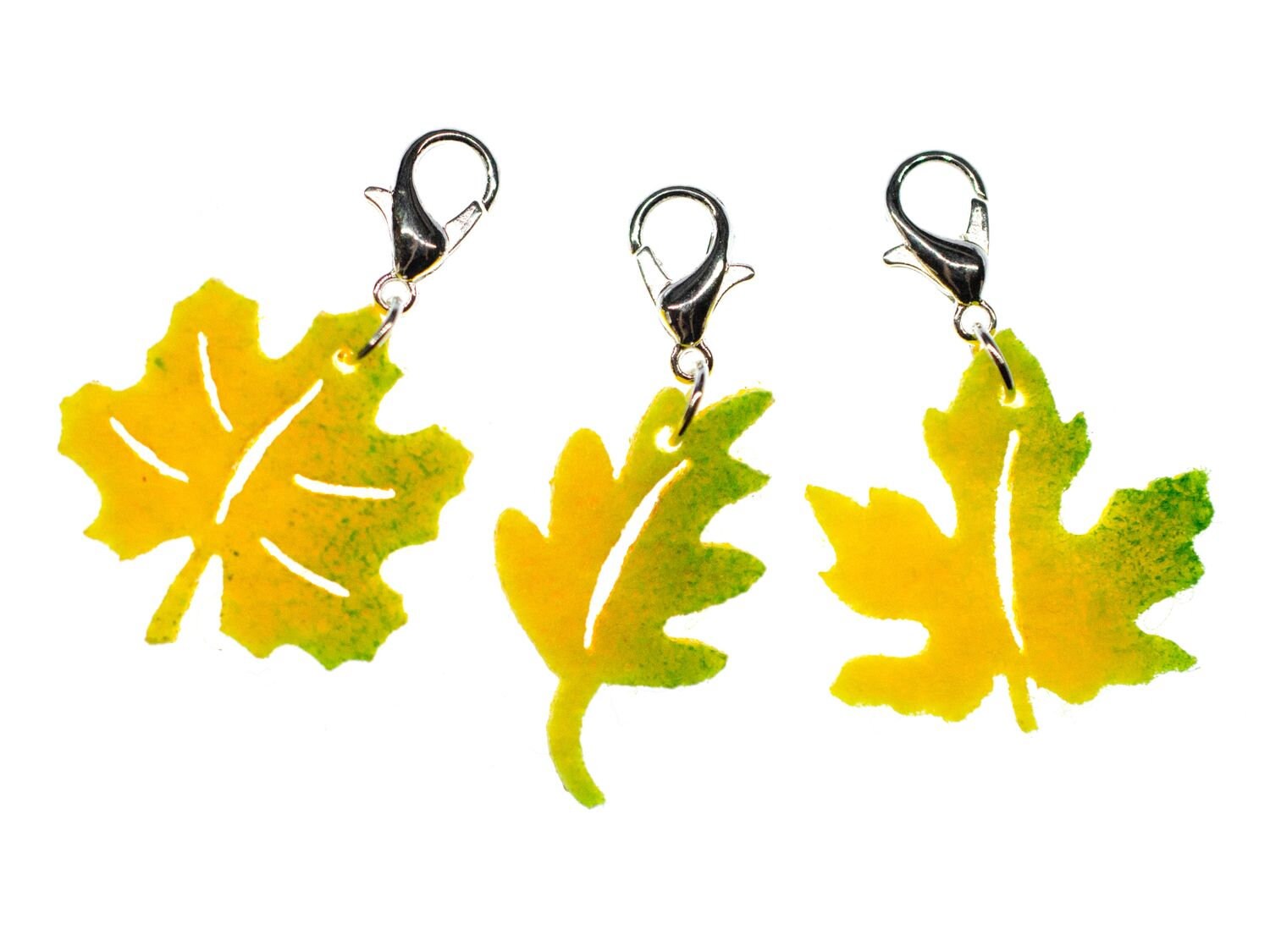 3x Blatt Charm Miniblings Anhänger Bettelarmband Ahorn Herbst Filz Baum Gelb von Miniblings