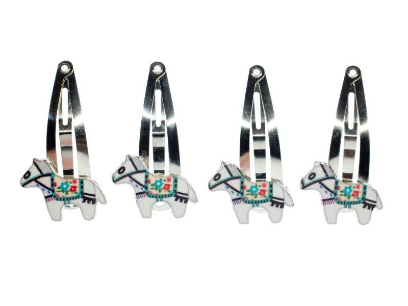 4Er Set Dalapferd Haarspangen Miniblings Haarklammer Schweden Weiß Emailliert von Miniblings