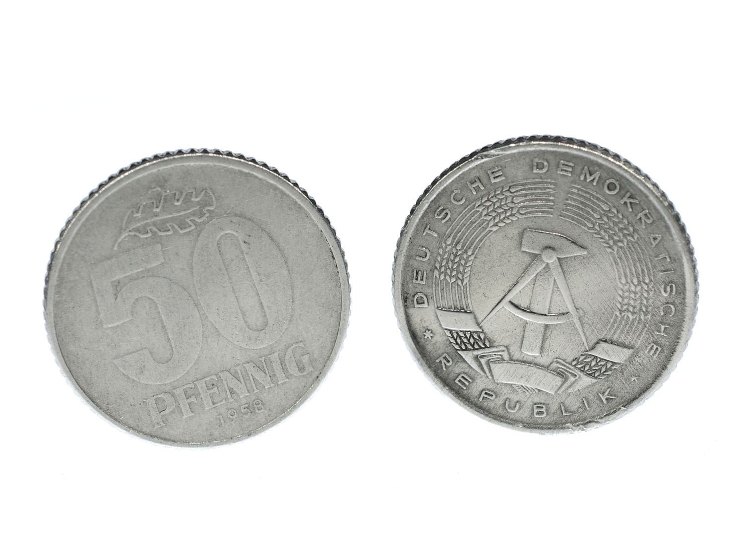 50 Pfennig Ddr Manschettenknöpfe Miniblings Münzen Geld Ostalgie Silber + Box von Miniblings