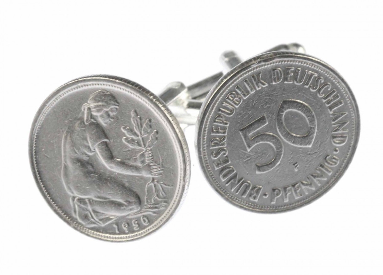 50 Pfennig Dm Manschettenknöpfe Miniblings Brd Münzen Geld Mark Pfennige von Miniblings