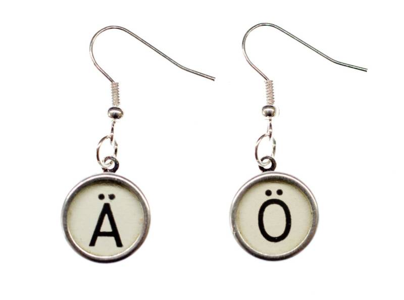 Ä Ö Ü Umlaute Ohrringe Schreibmaschinentasten Miniblings Initialen Weiß von Miniblings