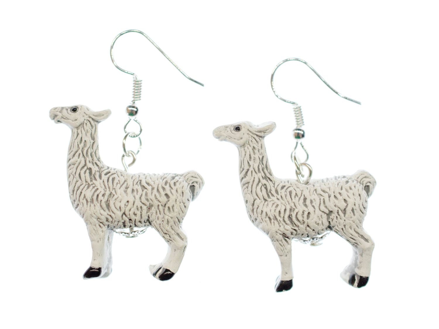 Alpaka Alpacca Ohrringe Miniblings Lama Wolle Keramik 30mm Peru Kinderohrringe von Miniblings