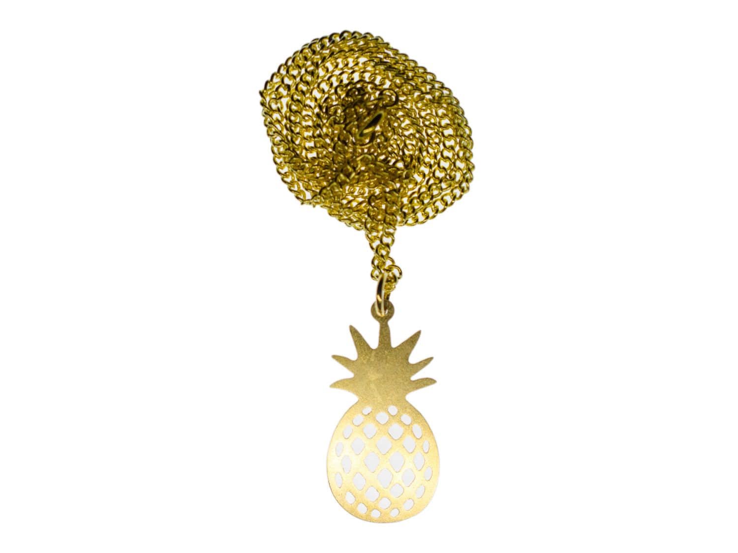 Ananas Kette Halskette Miniblings Essen Frucht Obst Party Urlaub 60cm Gold von Miniblings