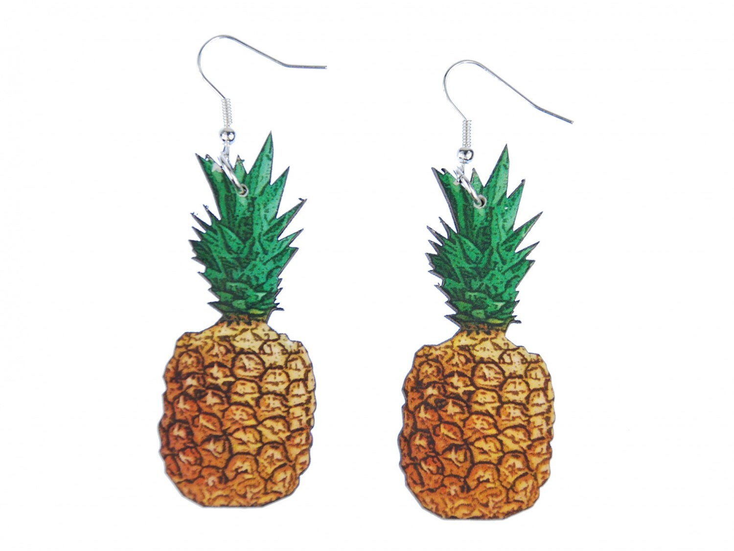 Ananas Ohrringe Miniblings Hänger Obst Sommer Ferien Urlaub Gelasert Holz von Miniblings