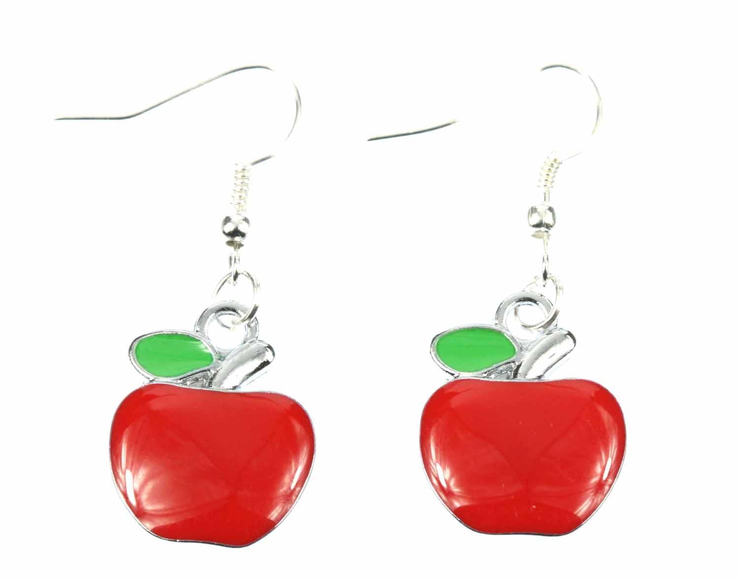Apfel Ohrringe Miniblings Hänger Frucht Früchte Äpfel Obst Flach Emaille Rot von Miniblings