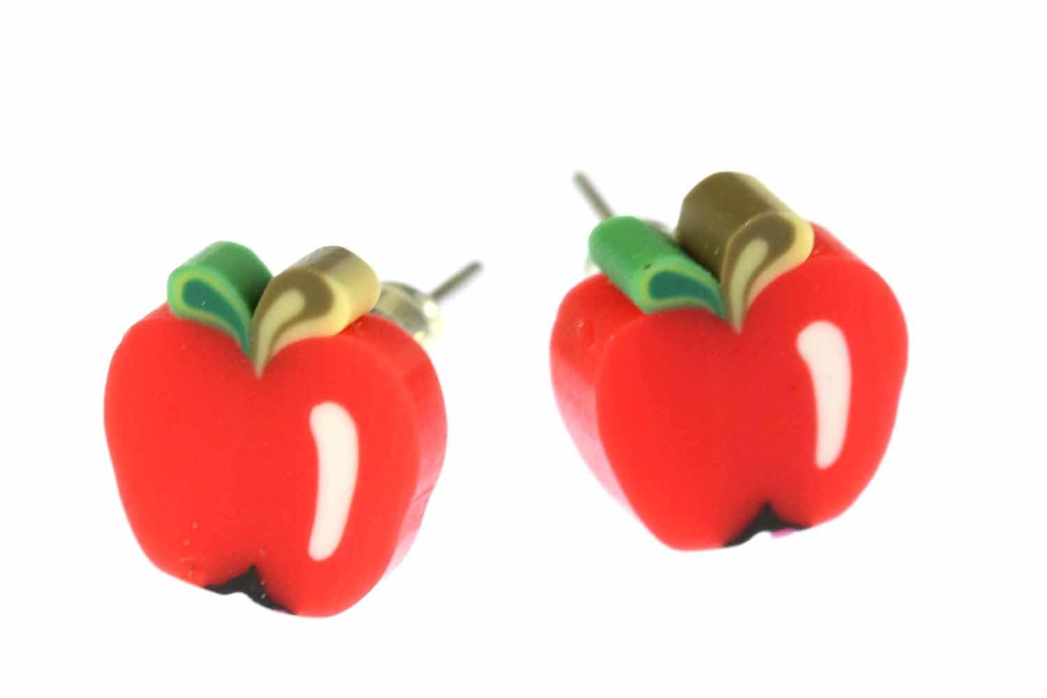 Apfel Ohrstecker Miniblings Stecker Ohrringe Frucht Früchte Apple Obst Rot von Miniblings