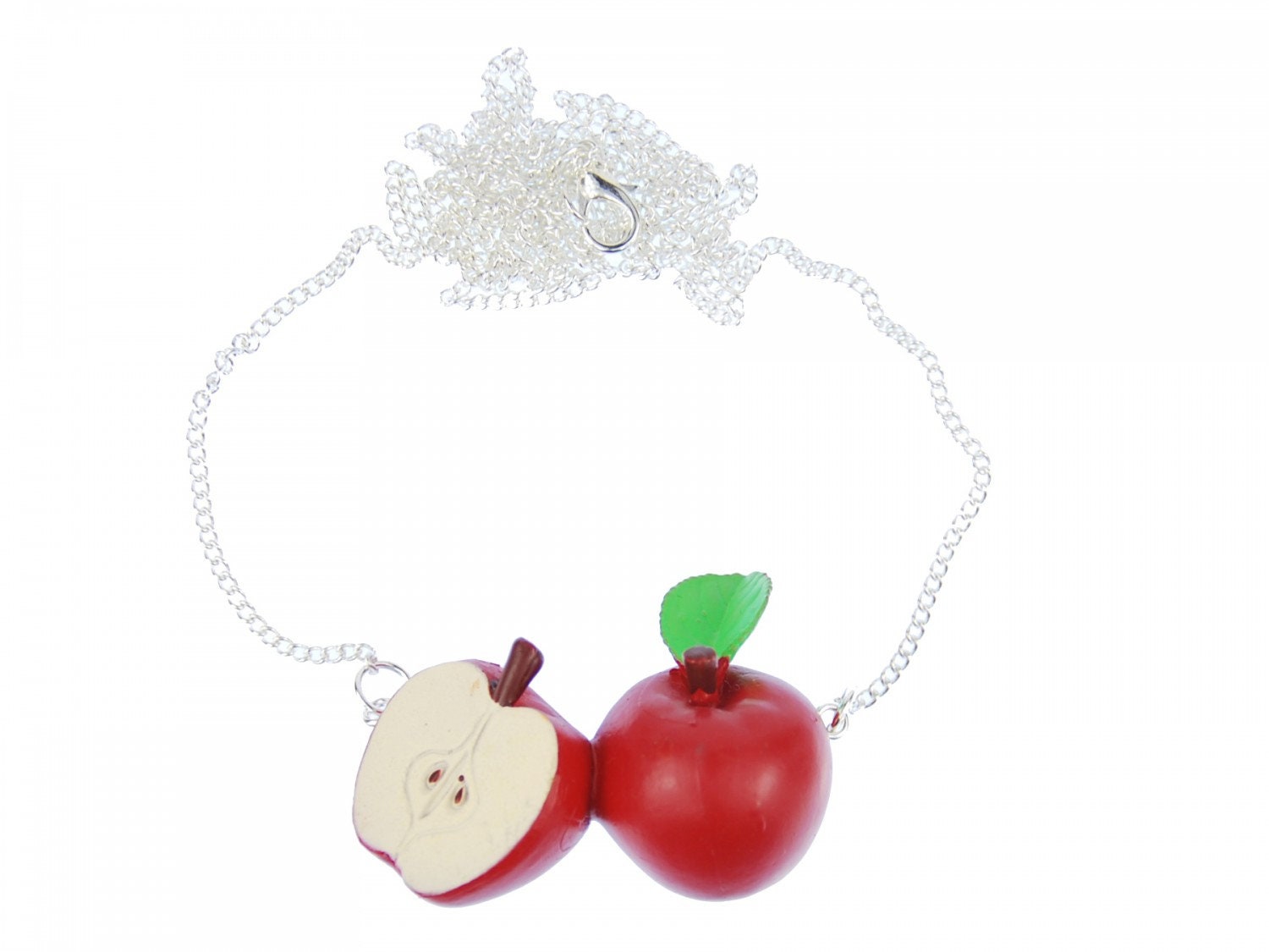 Apfelpaar Kette Halskette Miniblings 80cm Apfel Frucht Obst Damen Apfelkette von Miniblings