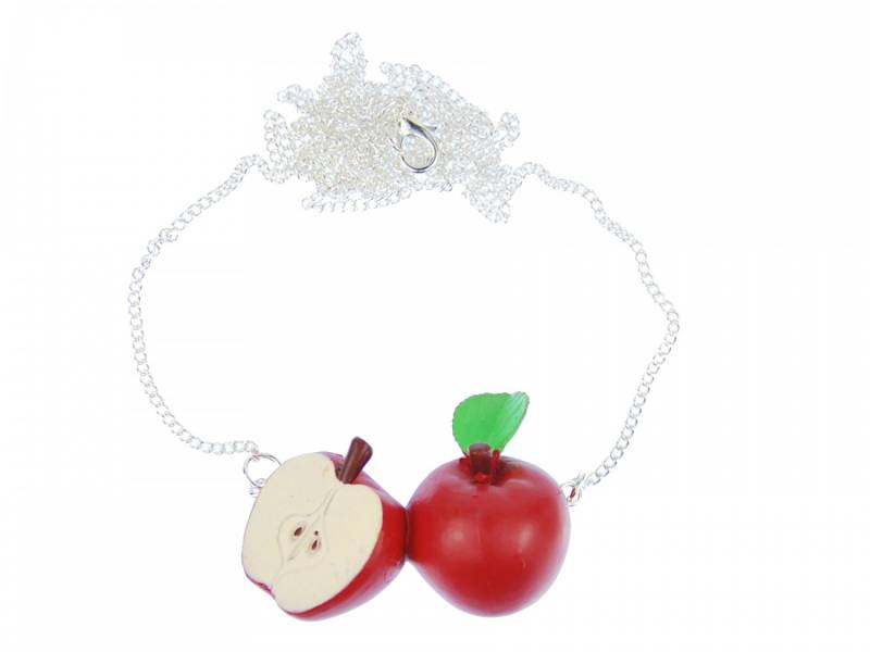 Apfelpaar Kette Halskette Miniblings 80cm Apfel Frucht Obst Damen Apfelkette von Miniblings