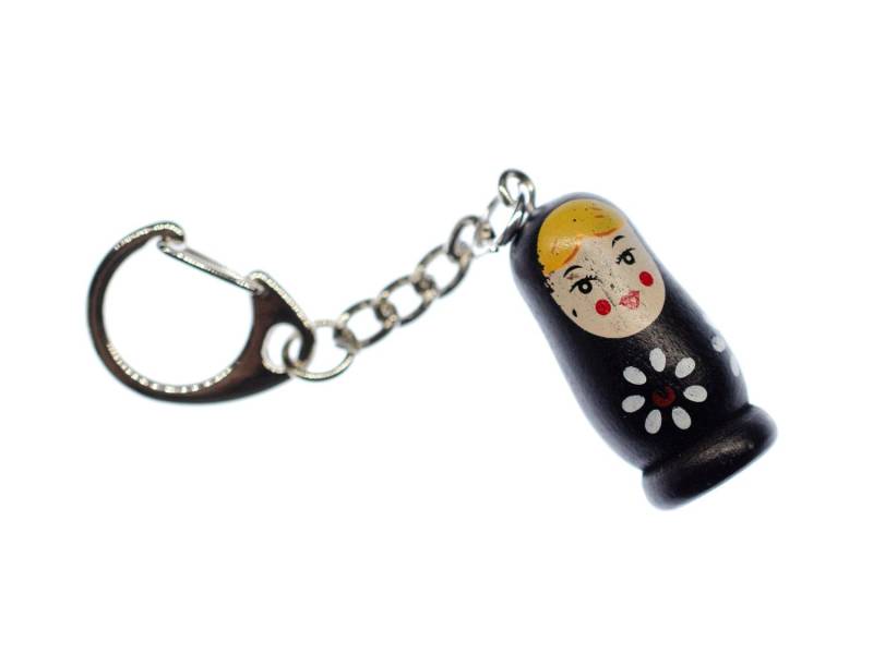 Babuschka Schlüsselanhänger Miniblings Matroschka Puppe Russland Holz Schwarz von Miniblings