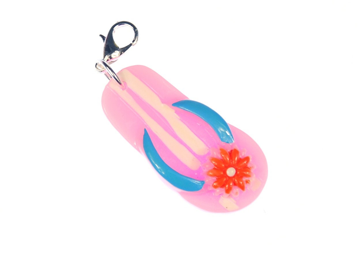 Badelatschen Sandale Charm Anhänger Bettelhänger Zipper Pull Miniblings Rosa von Miniblings