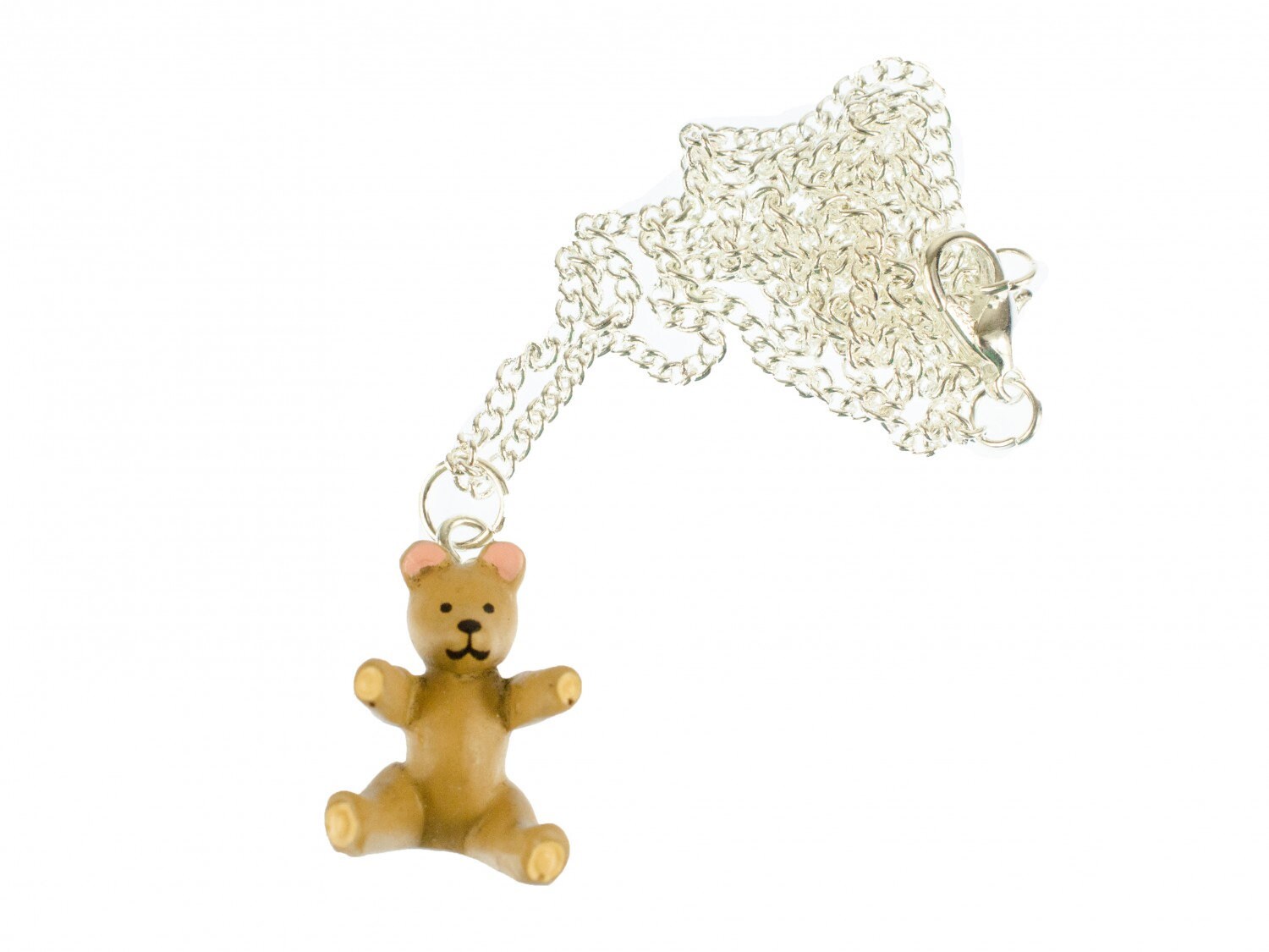 Bärchen Kette Halskette Miniblings 45cm Silber Braunbär Teddy Bär Hellbraun von Miniblings