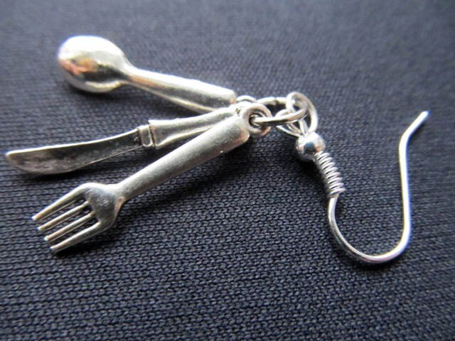 Besteck 3Er Set Ohrringe Miniblings Hänger Messer Gabel Löffel Koch Küche von Miniblings