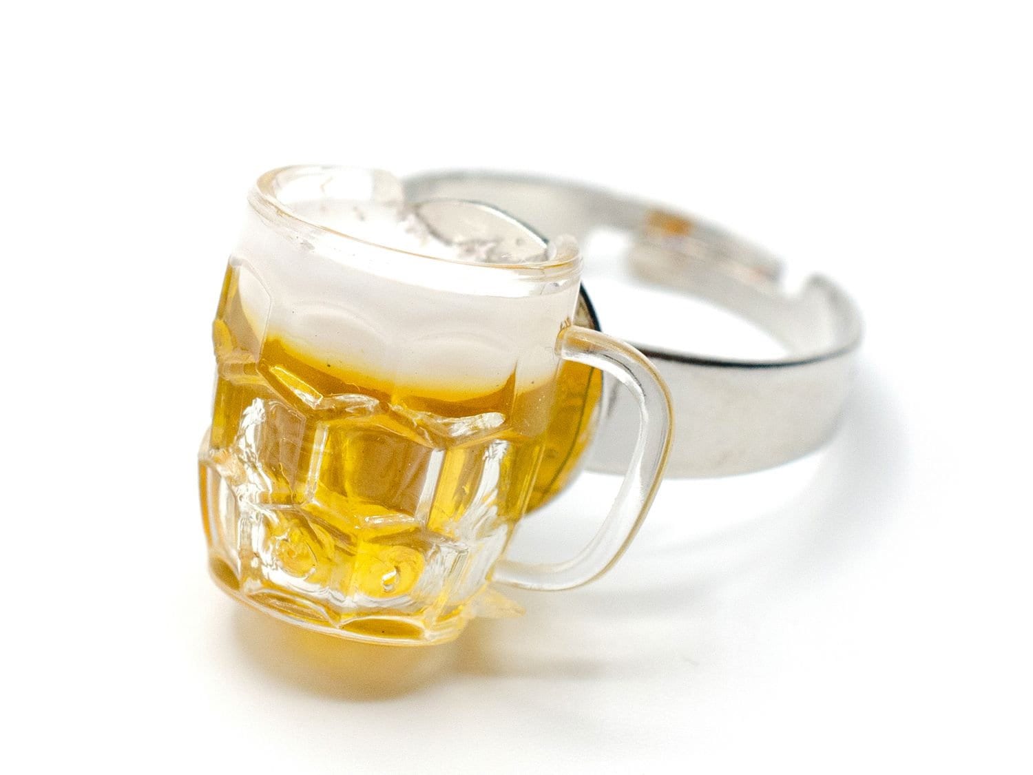 Bierglas Ring Miniblings Fingerring Bierkrug Bier Glas Oktoberfest Maß Rundlich von Miniblings