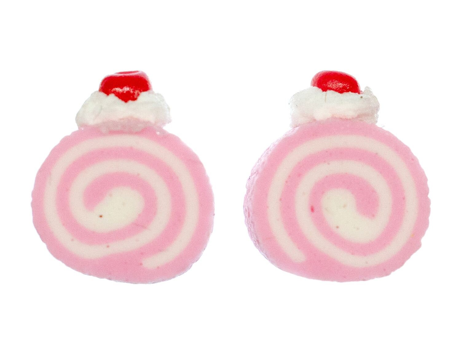 Biskuitrolle Ohrstecker Miniblings Stecker Ohrringe Kuchen Biskuit Biscuit Rosa von Miniblings