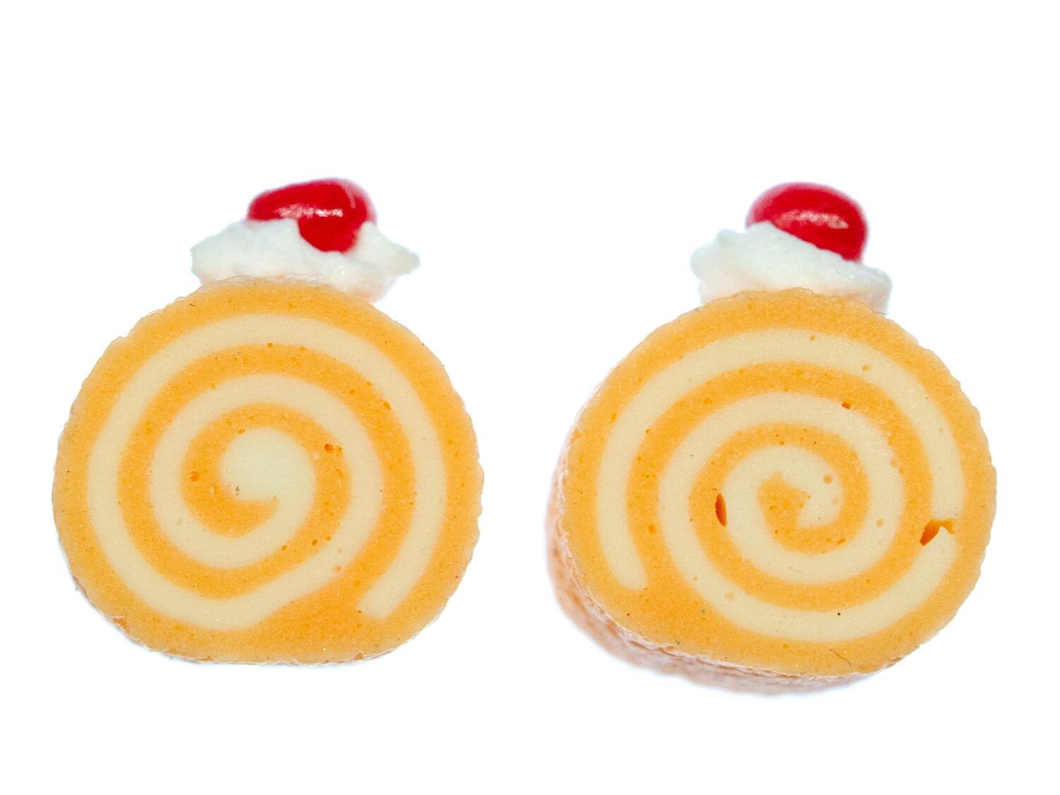 Biskuitrolle Ohrstecker Miniblings Stecker Ohrringe Kuchen Torte Biscuit Orange von Miniblings