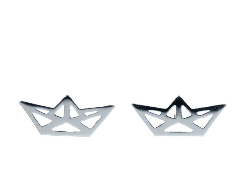 Boot Ohrstecker Miniblings Stecker Origami Papierboot Faltkunst Schiff Silber von Miniblings