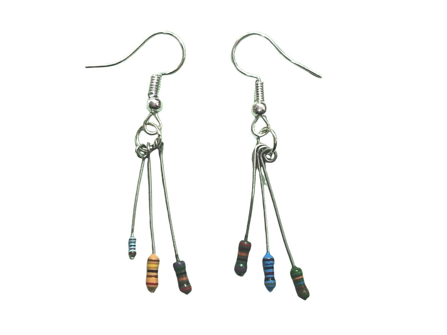 Elektronik Widerstand Ohrringe Miniblings Hänger Upcycling Strom Löten Platine 3Er von Miniblings