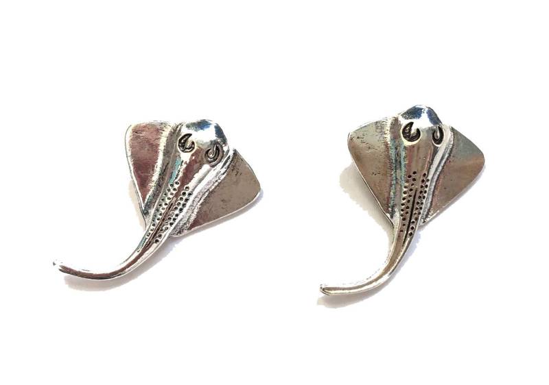 Rochen Ohrstecker Miniblings Stecker Ohrringe Tauchen Fisch Mantarochen Silber von Miniblings